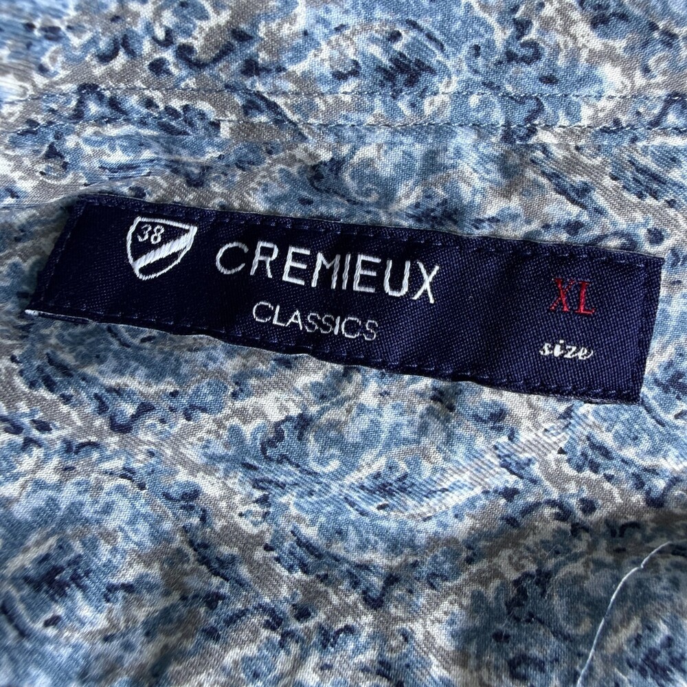 NWT Cremieux Men's Button Down XL Long Sleeves Blue & Gray Damask Jacquard Print - Picture 10 of 14
